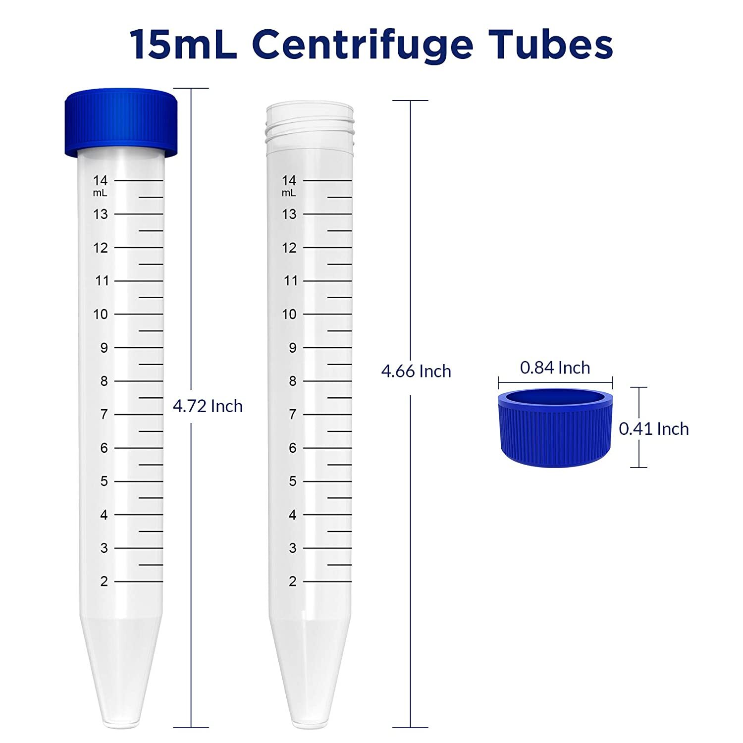 50X 15ml Plastic Centrifuge Test Tube Vial Container Self Standing Screw Cap New
