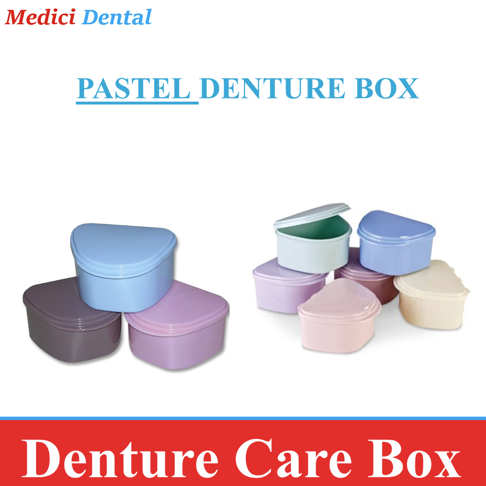 Denture Care Retainer Box with Tray Denture Toothbrush with Rinsing Basket
