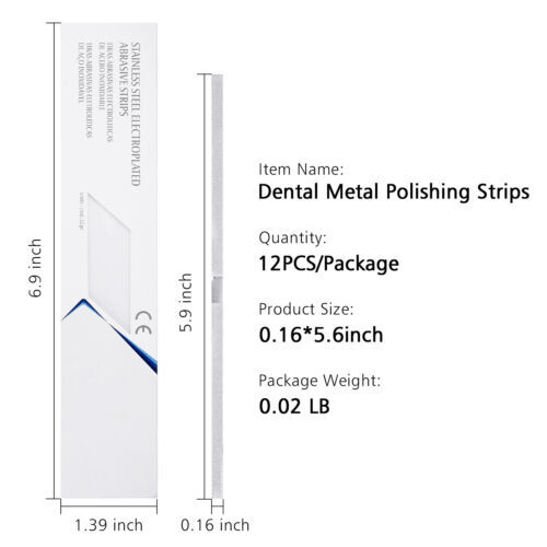 60Pcs Stainless Steel Metal Dental Polishing Strips Medium Grit Multiple Sizes