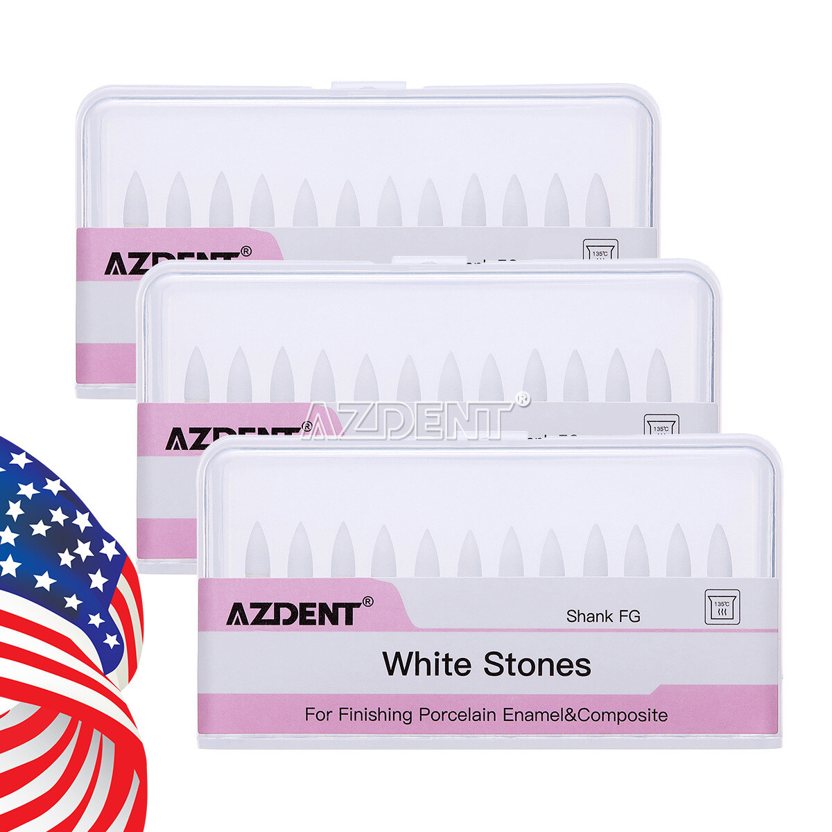 Dental Mounted White Polishing Stones Flame shape FG bur Arkansas Stone Points
