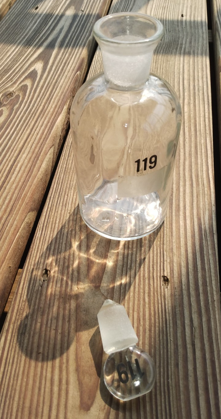 Vntg Glass bottle/glass Stopper # 119 Chemistry Science Lab Glass Equipment ∆USA