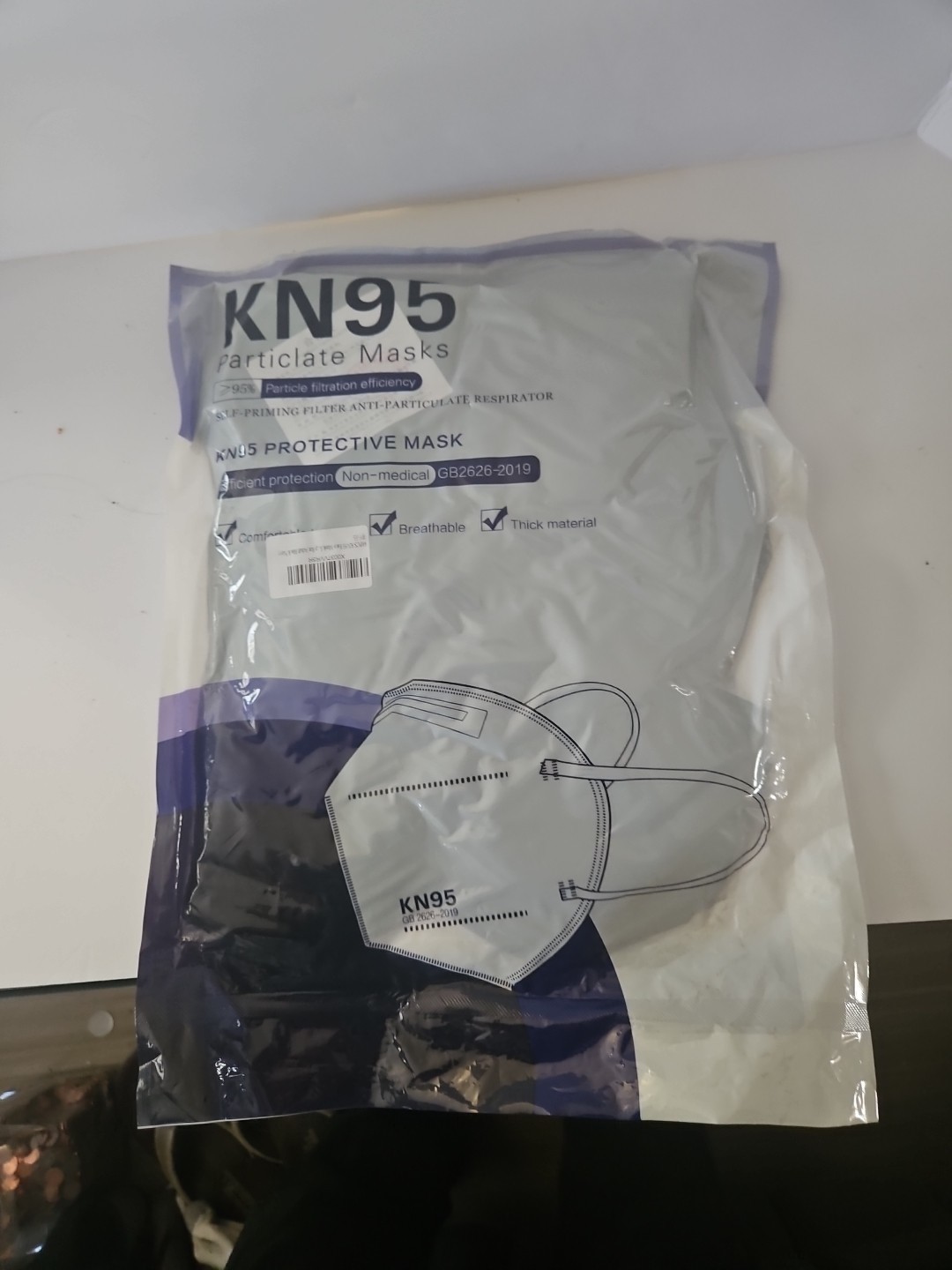60 PCS KN95 Protective Face Mask Disposable Particulate Respirator Non-Medical