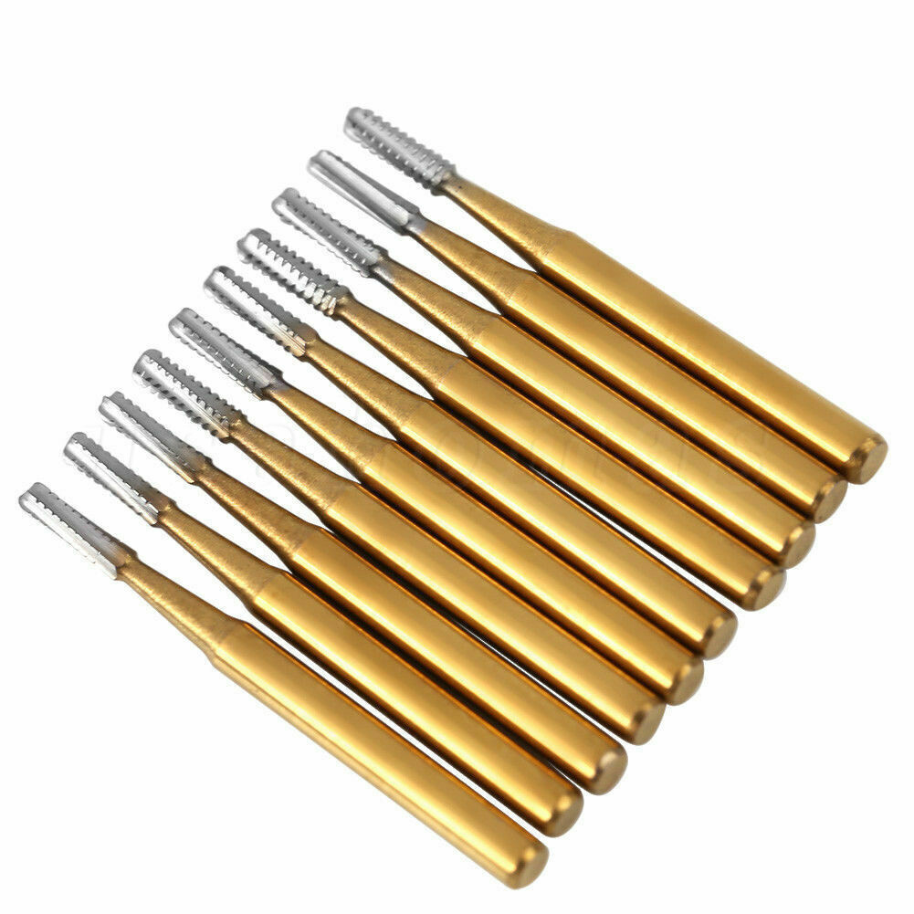 10Pcs Dental Tungsten Carbide Burs Crown Cutter Cutting Transmetal FG 1957