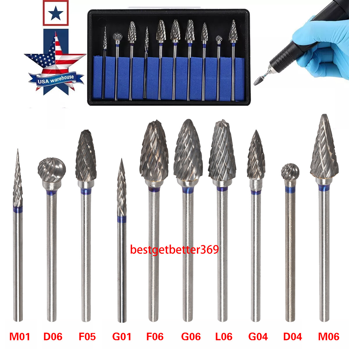10Pieces/Set Tungsten Carbide.HP Bur Grinding Polishing Dental Lab Jewelry Alloy