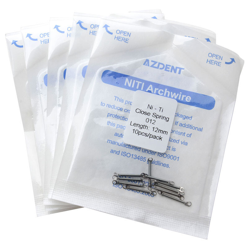 10 Pcs AZDENT Dental Orthodontic NiTi Alloy Closed Coil Spring 0.012/0.010 Force