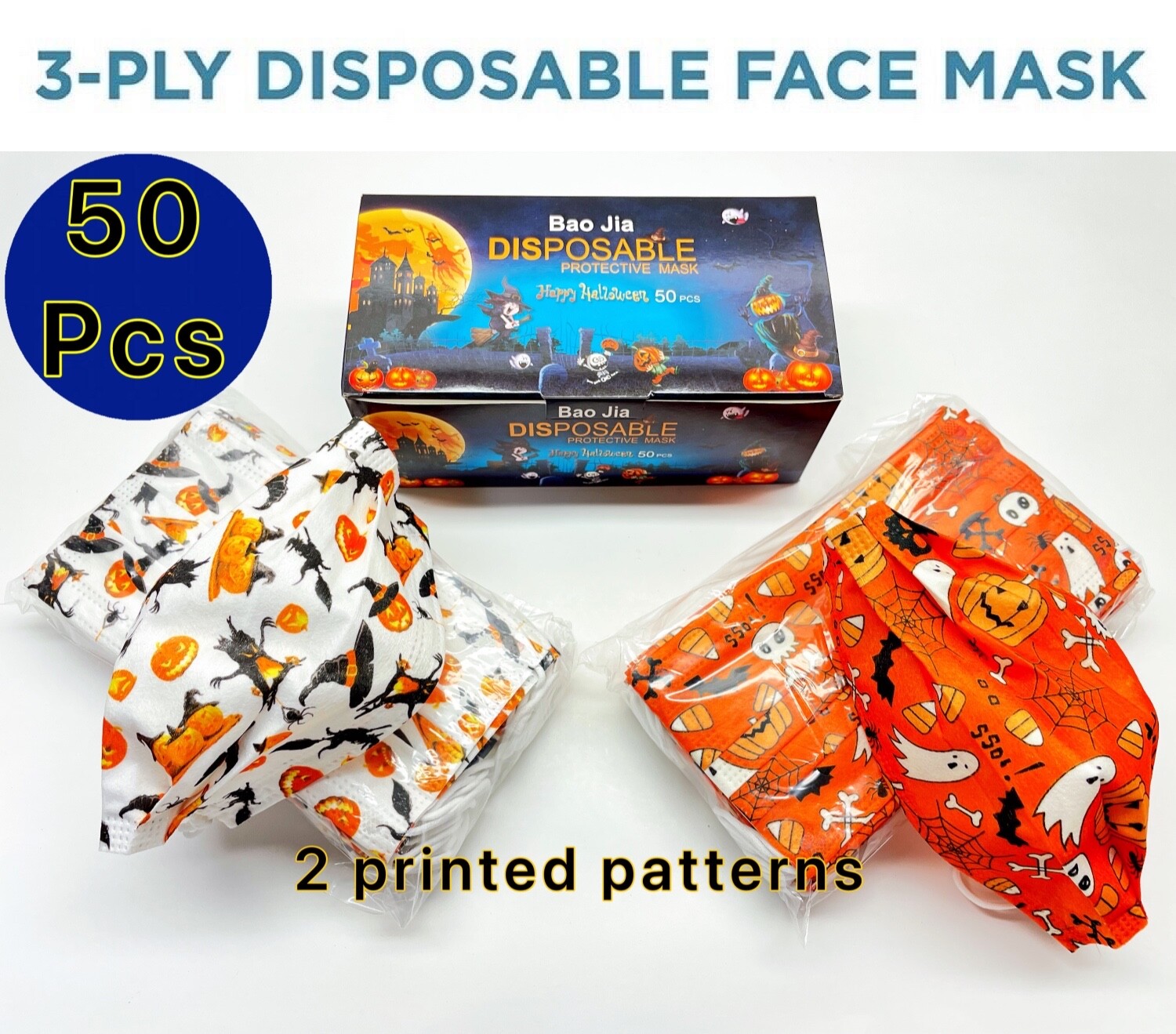 50PCS Disposable Face Mask Halloween 3 Ply Ear-Loop Mouth Cover USA seller