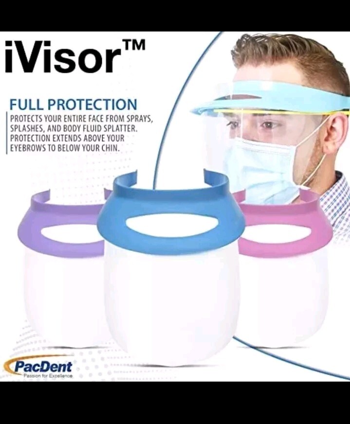 PacDENT iVISOR Face Shield Blue Kit With 1 Visor & 3 Shileds V013B 1pc