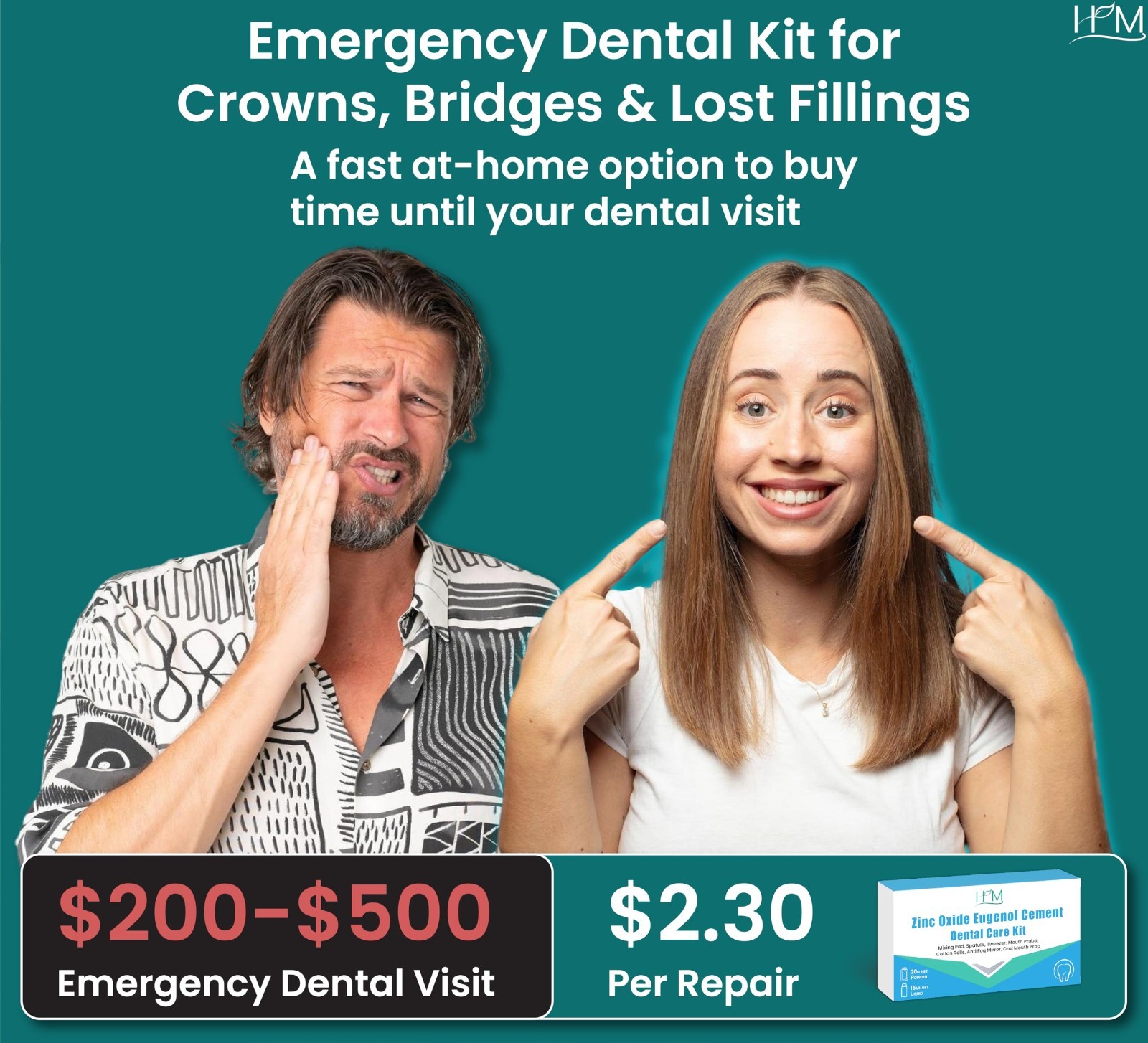 Zinc Oxide Eugenol Dental Cement Kit – Instant Tooth Repair, Crown & Bridge Fill
