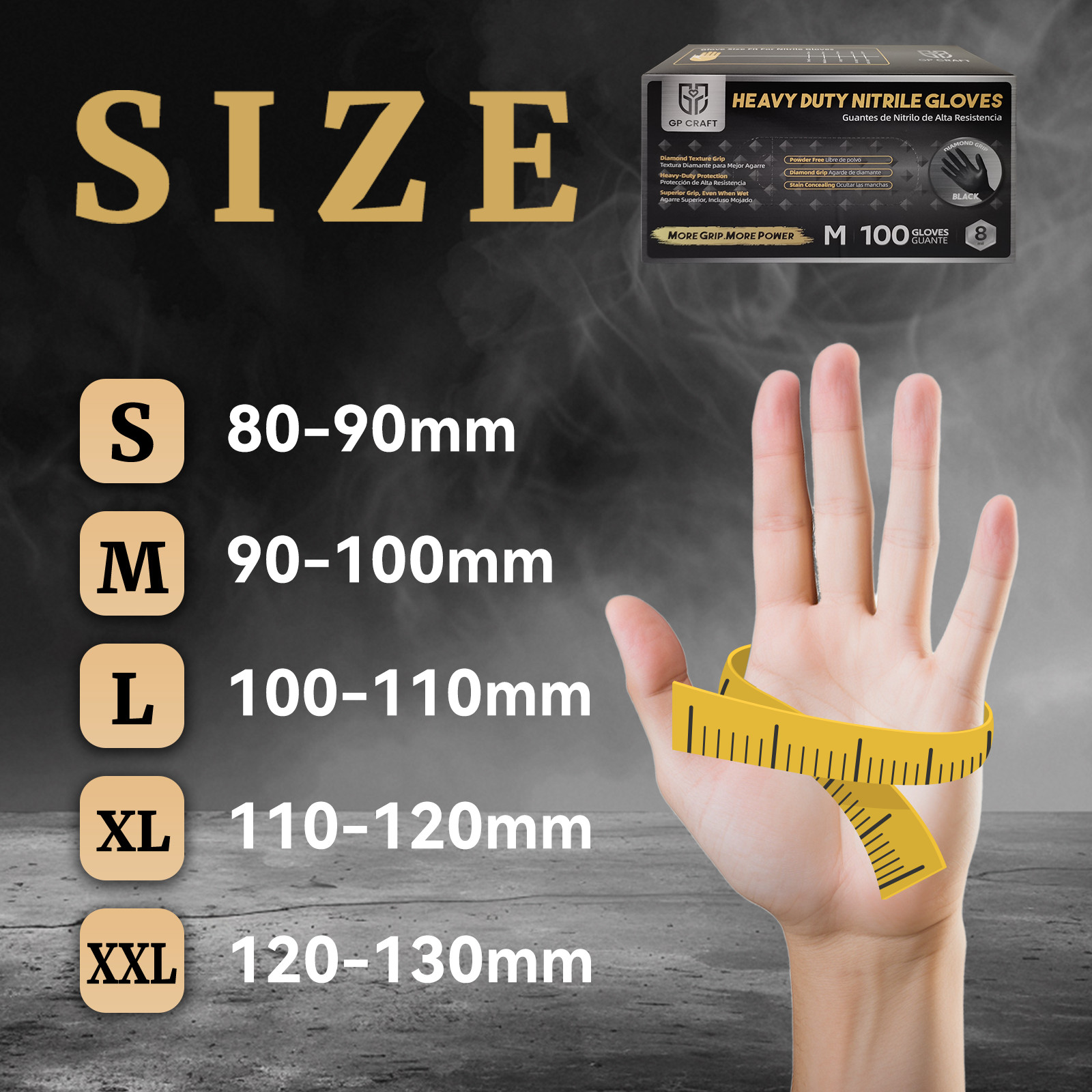 Craft Black Extra Large Nitrile Gloves Diamond 8Mil Disposable Latex 1000/Case