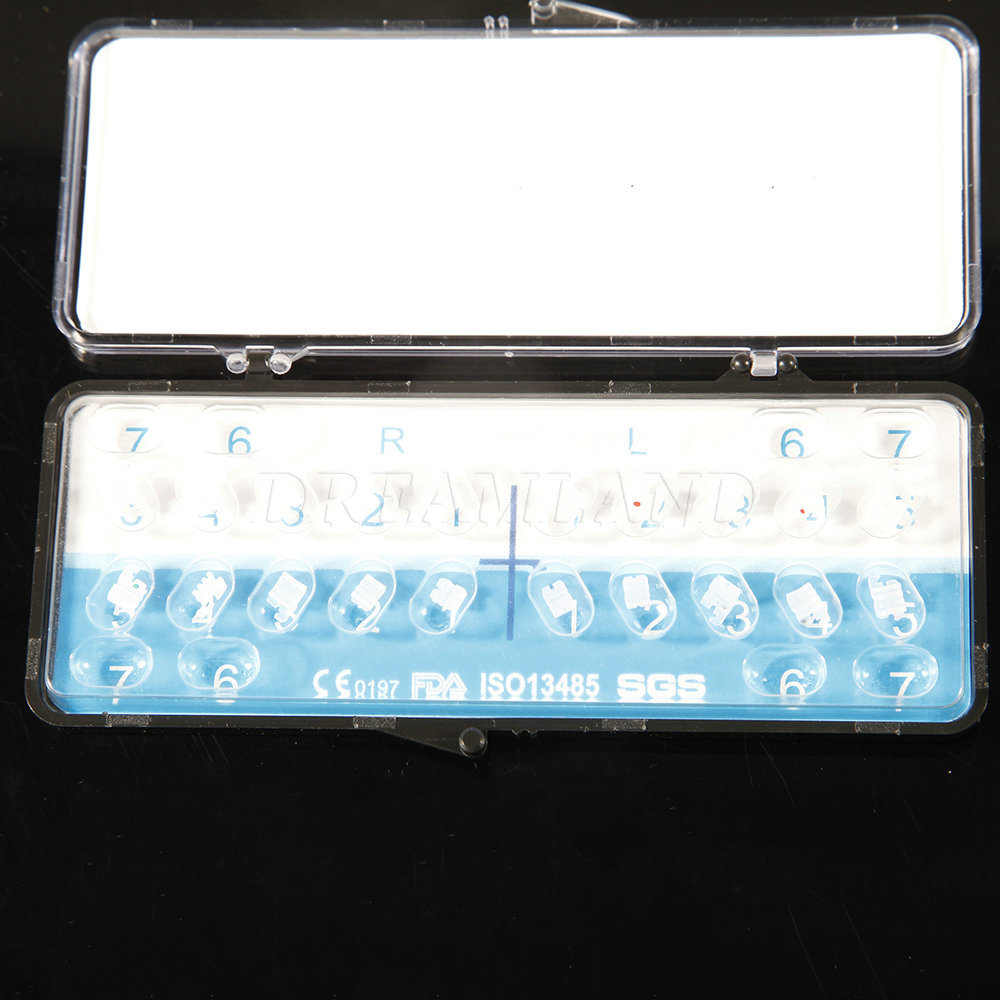 20pcs/Pack Dental Ceramic Braces Bracket 5*5 hooks 3 4 5 Orthodontic MBT.022 A!