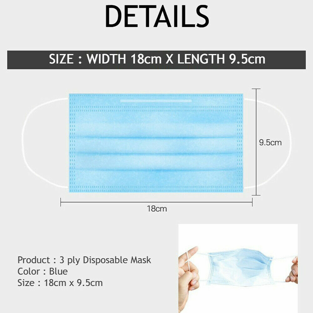 50 PCS Disposable Face Mask 3-Ply Non Medical Surgical Earloop Mouth Dust Cover