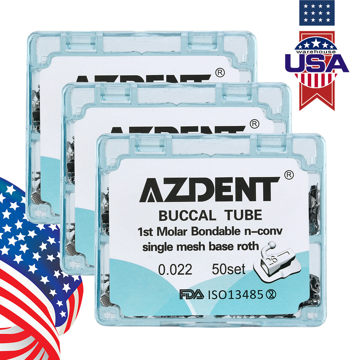 Dental Orthodontic Bondable Buccal Tube 1st Molar Roth.022 Mesh Base Non-convert