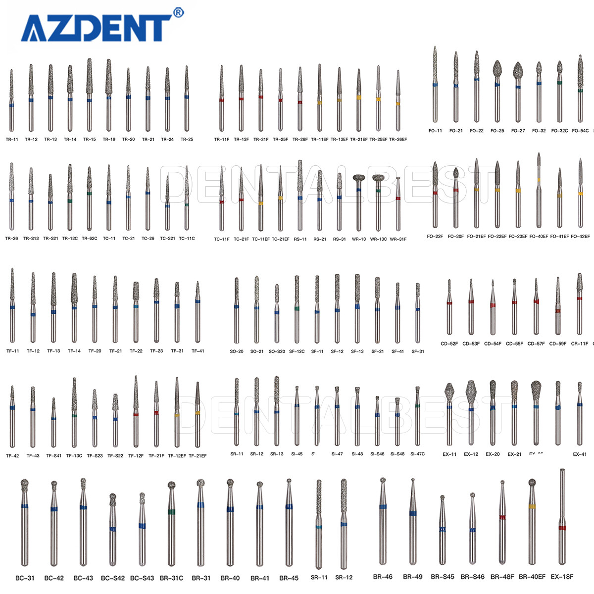 50pcs Dental Turbine Diamond Burs FG For High Speed Handpiece Friction Grip Burs