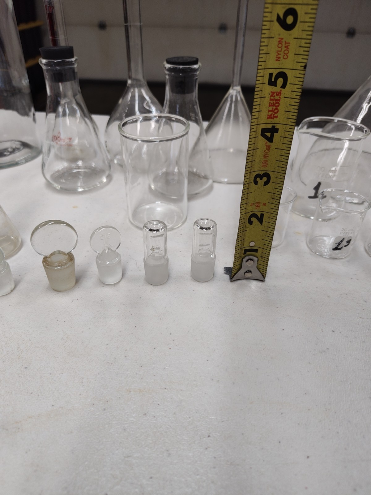Pyrex & Kimex Glass Vacuum Flasks Beakers Tubes Lids Lab Chemistry Huge Lot