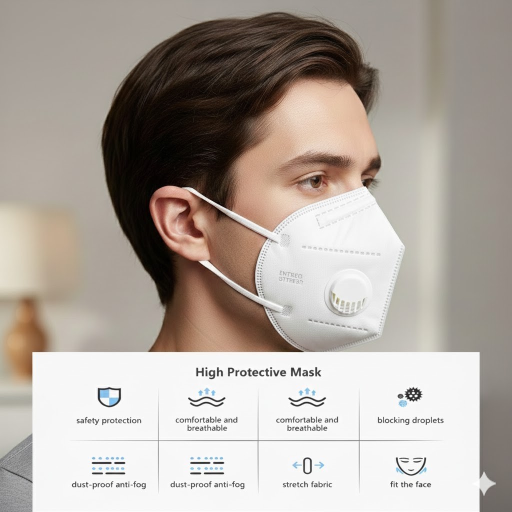 [10 Pcs] KN95 Face Mask(BFE 95%)Non-Medical Disposable Mask With Breathing Valve
