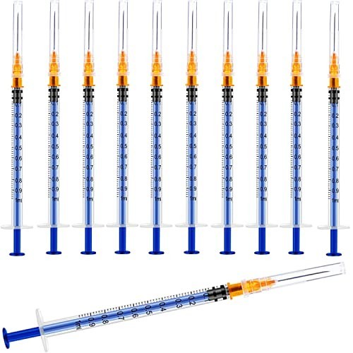 100 Pack 1ml Luer Slip Syringes with Caps, Individually Sealed for Labs & Crafts