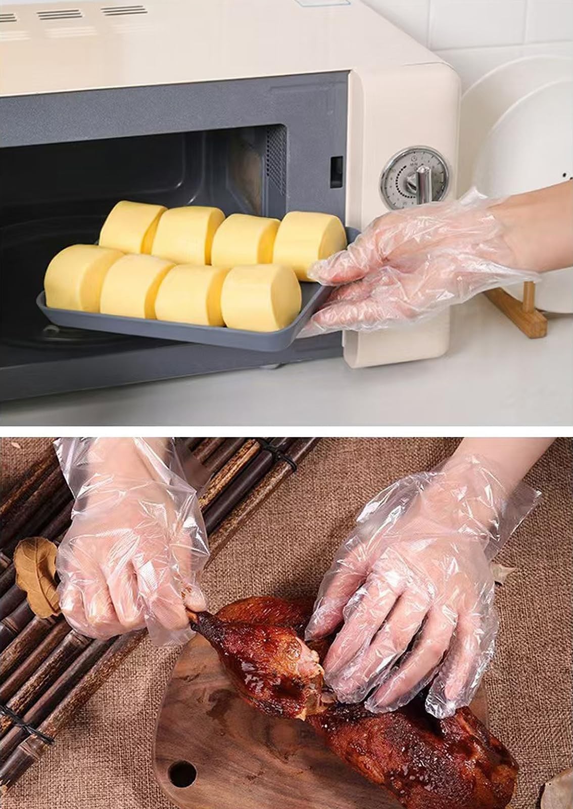 400 Count Disposable Poly Plastic Gloves for Cooking, Food Prep and Food Serv…