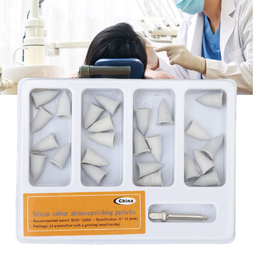 24pcs Polishing Stone Burs White Silicone Particles Dental Polishing Burs SLS