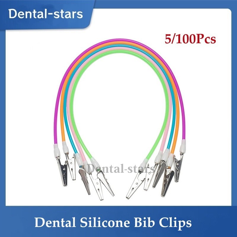 5/100Pcs Dental Silicone Bibs Clip Flexible Patient Napkin Holders Scarf Clip