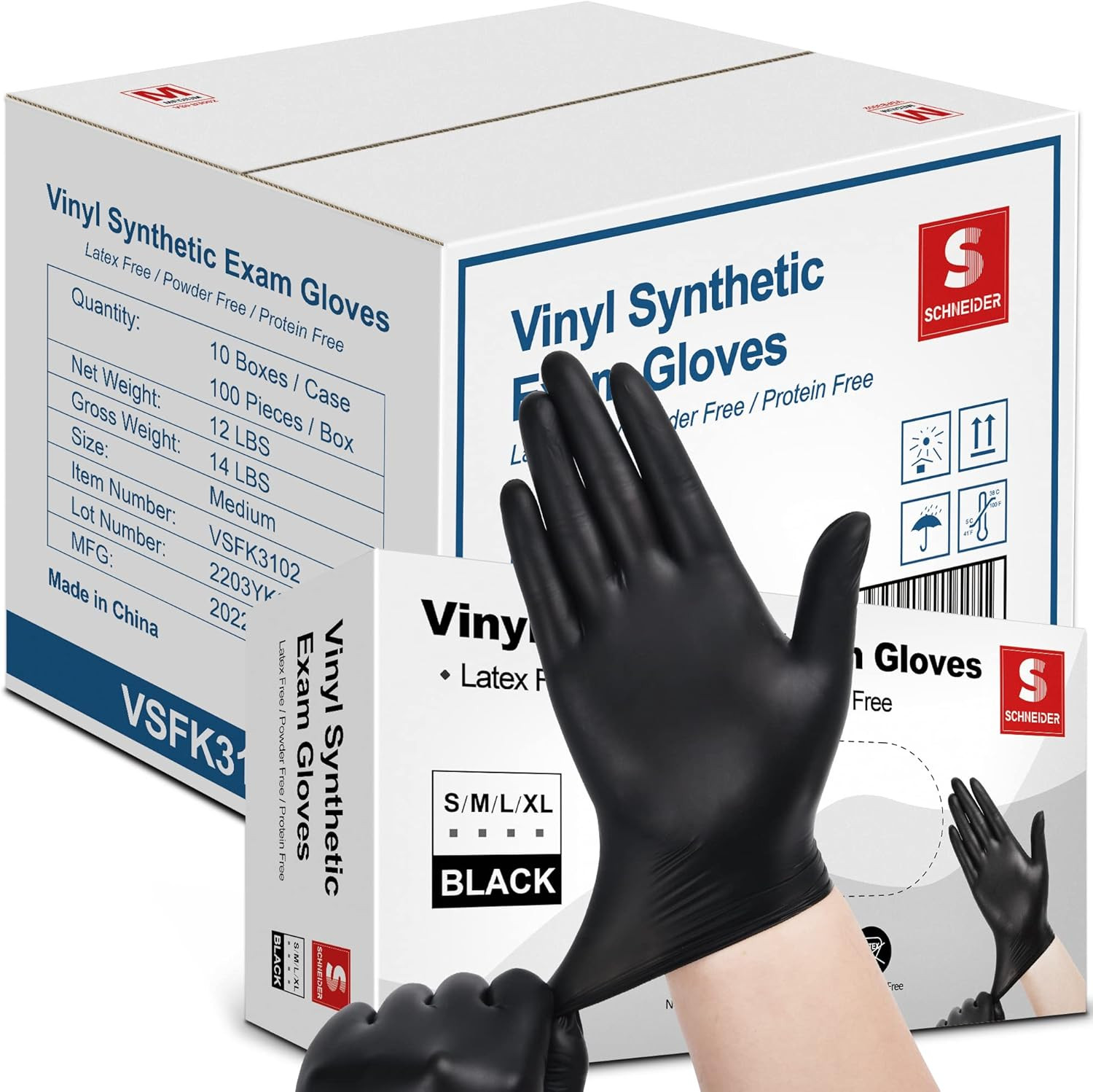 Black Vinyl Exam Gloves – 4Mil, Latex-Free, Disposable for Medical & Food Prep