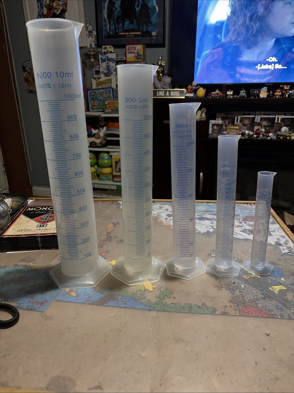 Graduated Cylinder Lot Of 5 – 1000ml – 500ml – 250ml – 100ml – 50ml Plastic