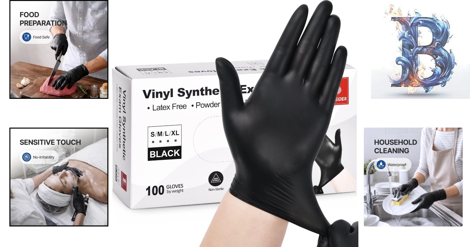 Disposable Vinyl Exam Gloves, 4 Mil, Latex-Free, 100 Count – Food Safe