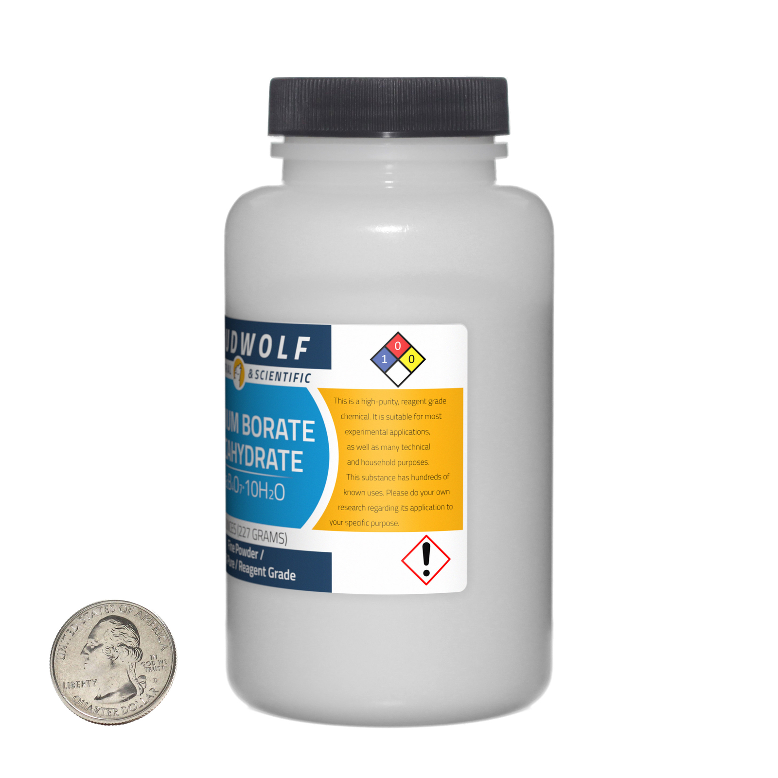 Sodium Borate Decahydrate / 2 Lbs / 4 Bottles / 99.9% Reagent Grade
