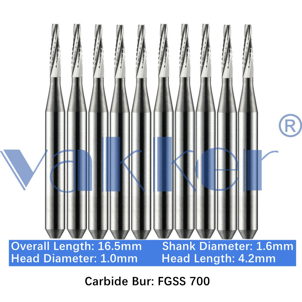 Vakker 10PC Dental Bur Friction Grip Carbide Burs FG SS 2 6 8 Short Shank 16.5mm
