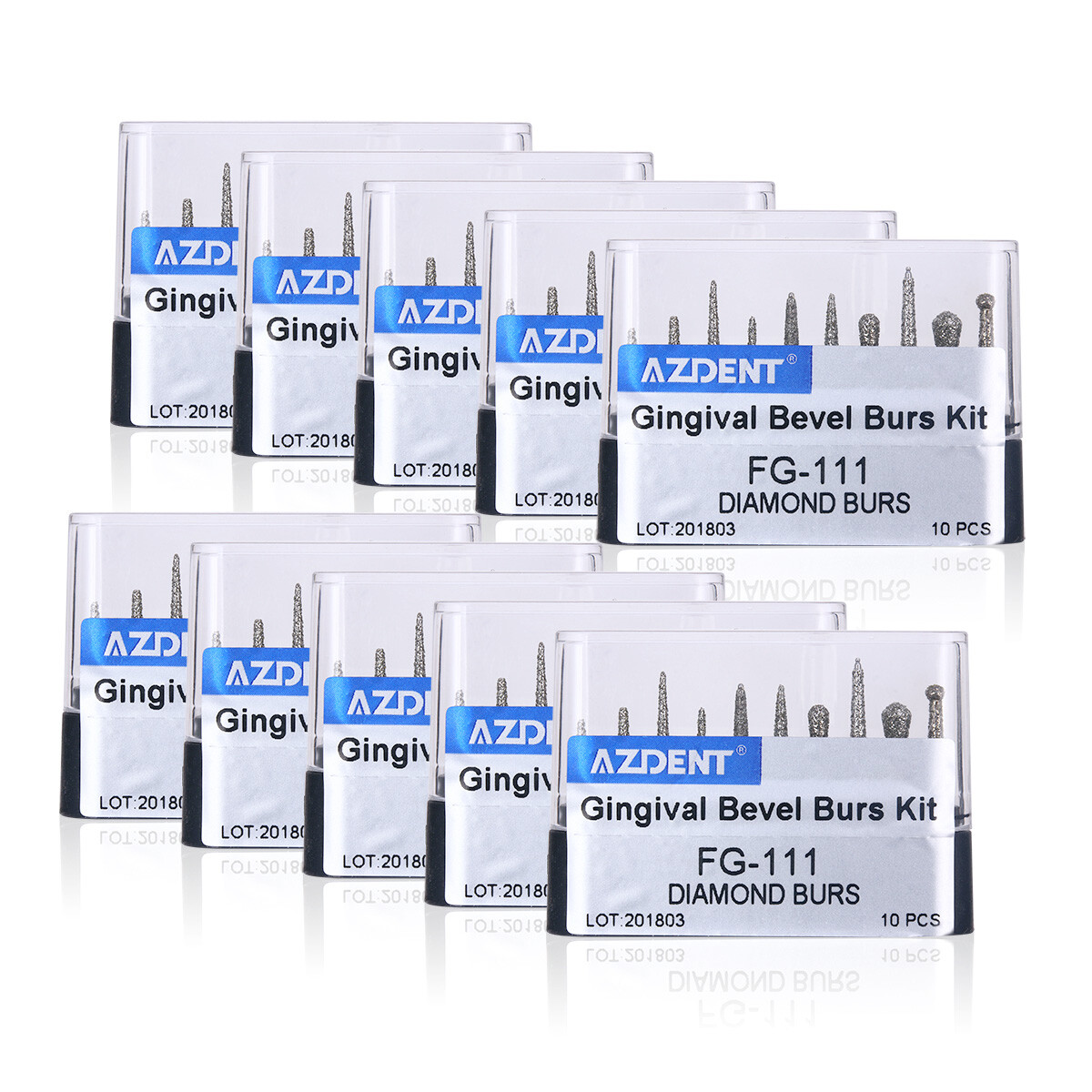 10PCS/Kit Dental Diamond Burs Kit FG101-FG117 fit Handpiece AZDENT
