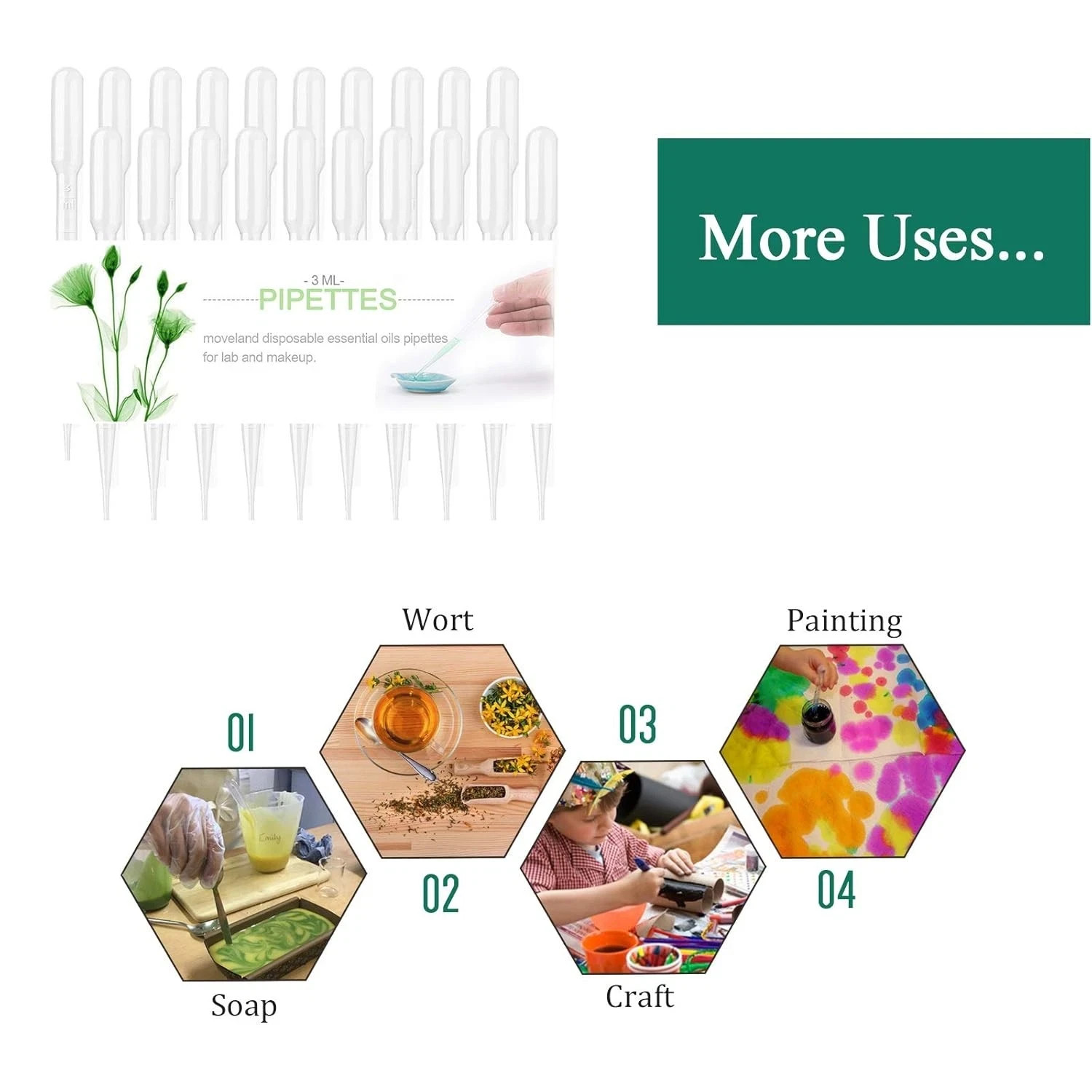 3ML Transfer Pipettes Disposable Plastic Droppers 100 200 500PCS for Resin