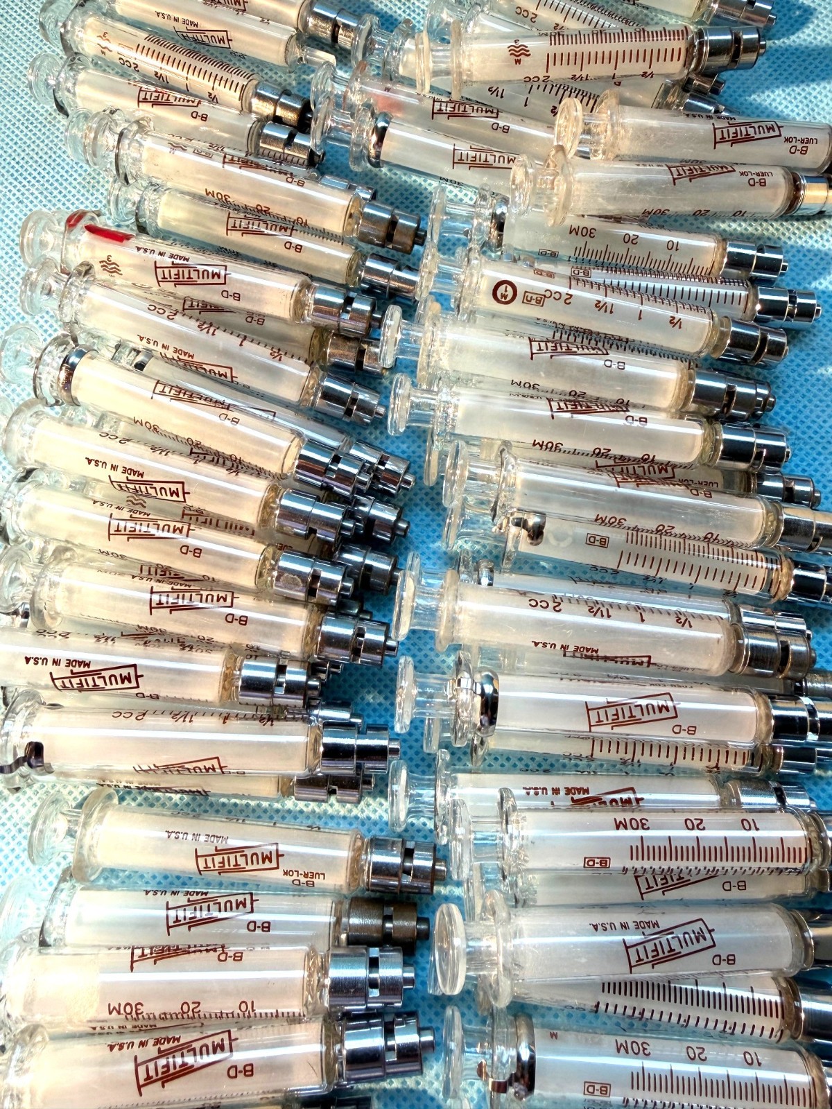 B-D Multifit 2cc / 2ml Glass syringe with luer lock tip, set of 3