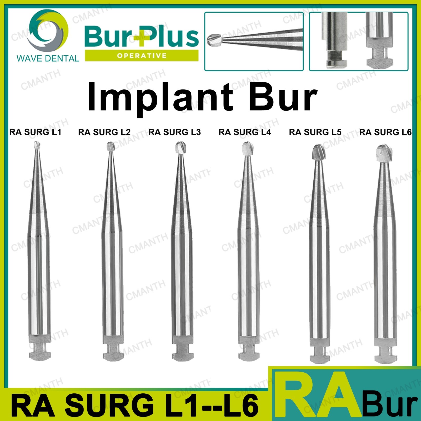 WAVE Dental Burs Tungsten Carbide Surgical Burs HP RA For Slow Speed Handpiece