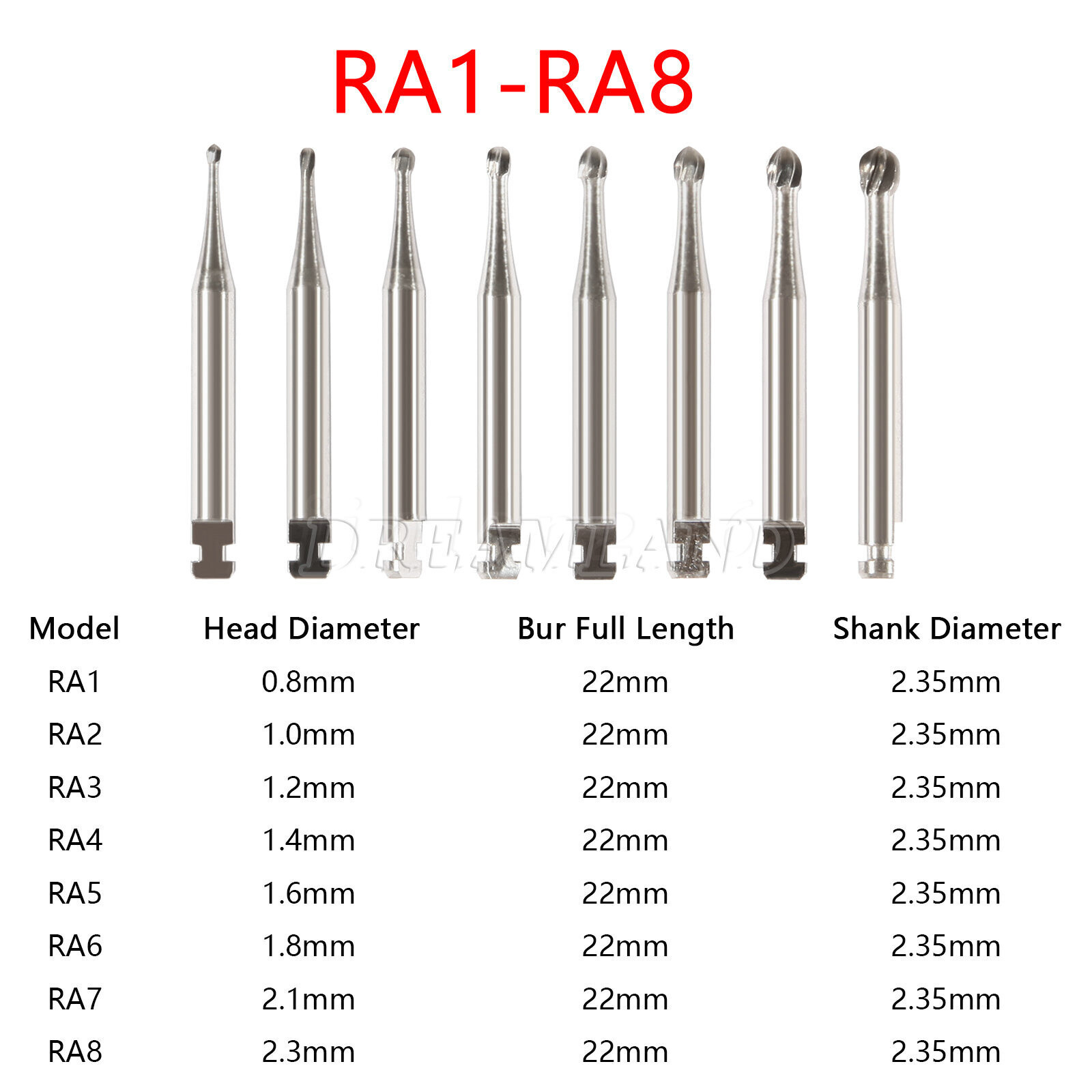 1-10 pack Dental Tungsten Steel Carbide Bur RA Round Burr Low Speed Contra Angle