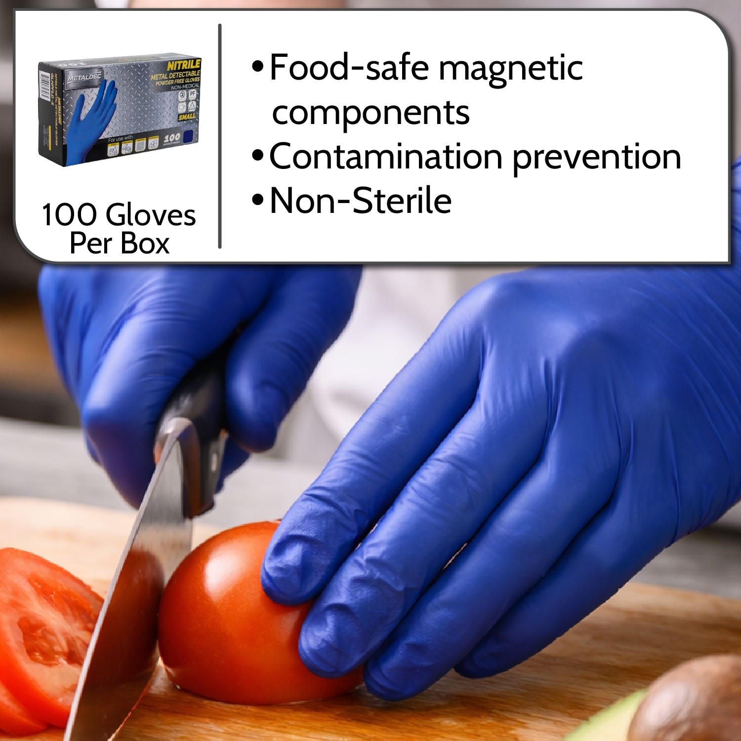 Industrial Disposable Nitrile Metal Detectable Gloves Finger Textured Space Blue