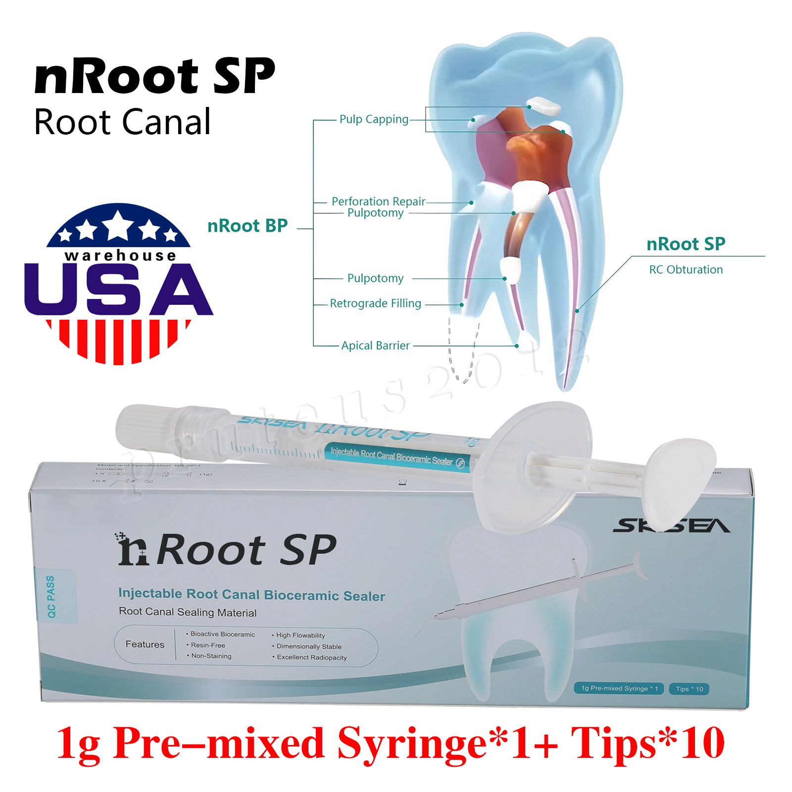 1g SP Dental Injectable Root Canal Bioceramic Sealer Endodontic Sealing Filling