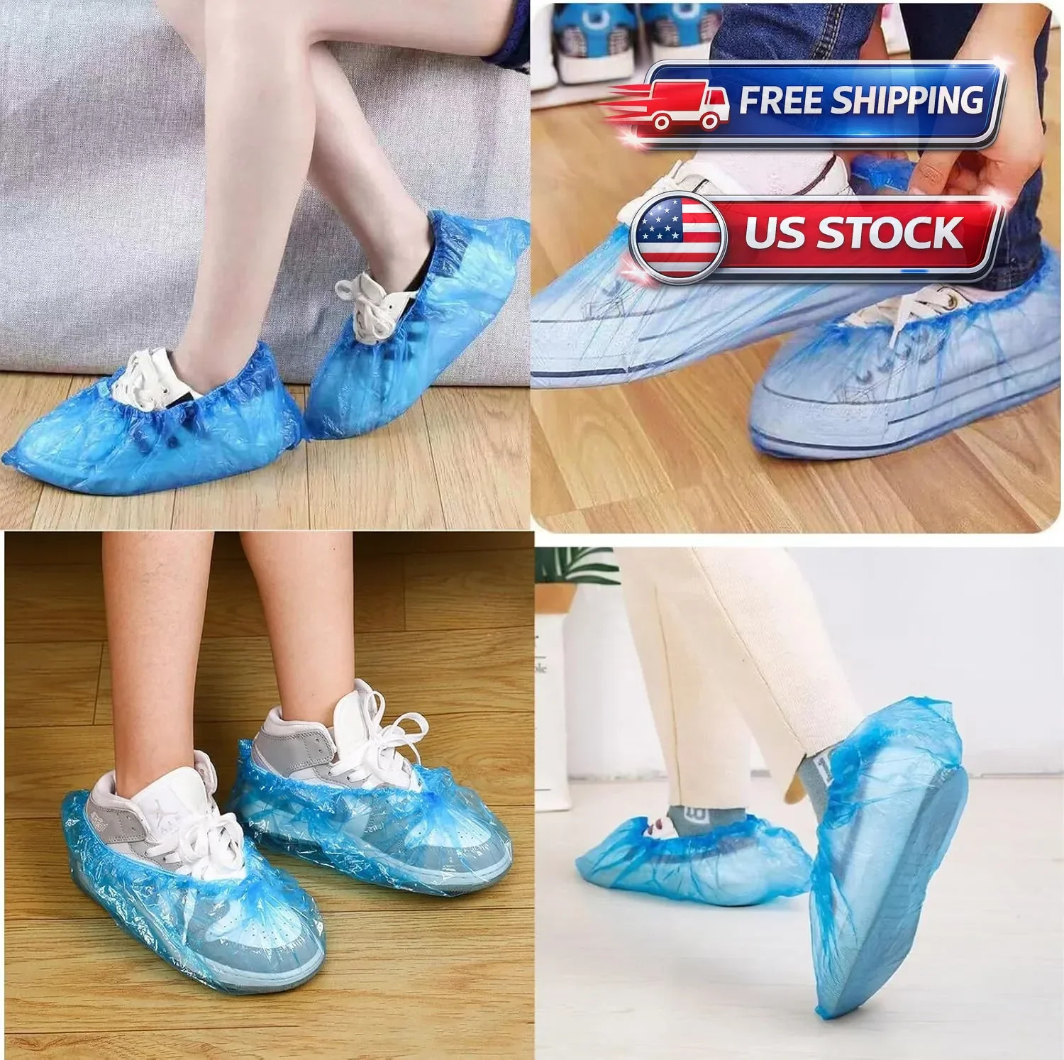 200 Pack Waterproof Non Slip Disposable Shoe Covers Indoor Outdoor Booties Blue