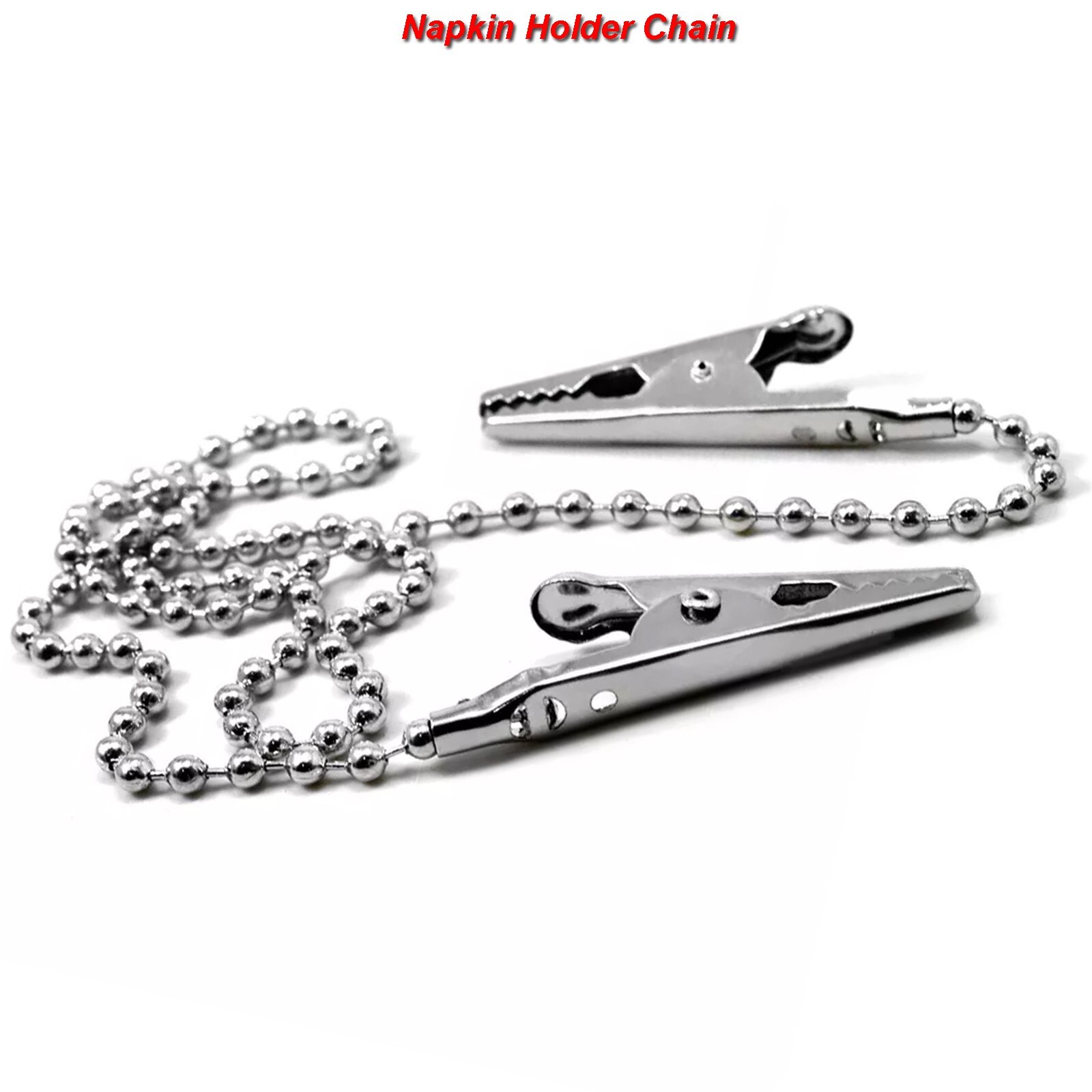 Dental Napkin Holder Chain Flexible Crocodile Bib Clips Metal Balls Dentist Lab