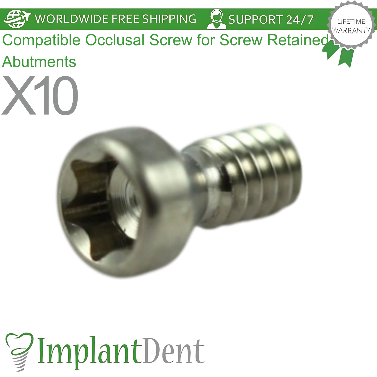 X10 Straumann BL Compatible Occlusal Screw Retained Prosthetic 3.7mm Dental Lab