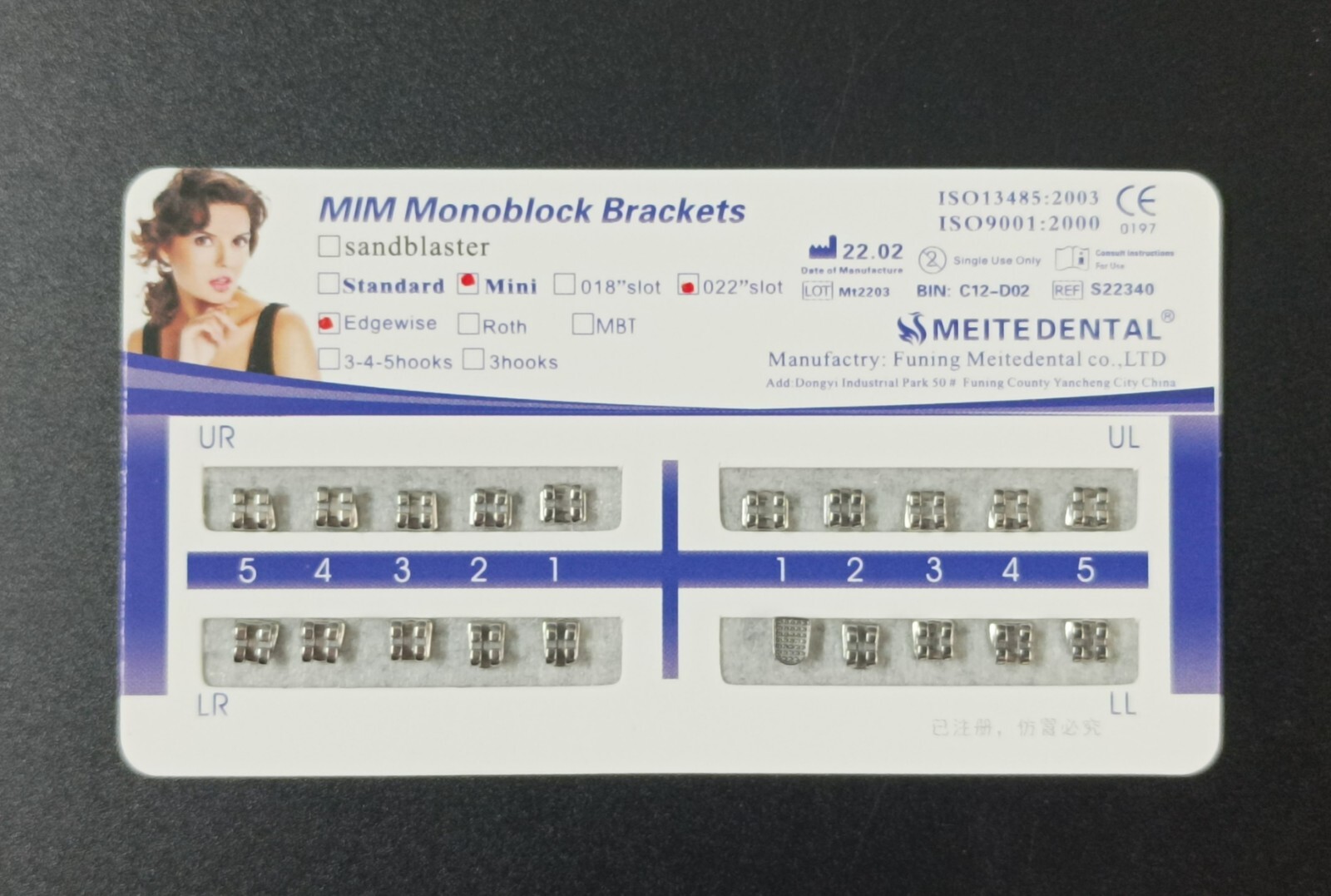 20Sets Dental Orthodontic Brackets MIM Monoblock Mini Edgewise 022 345/no Hooks