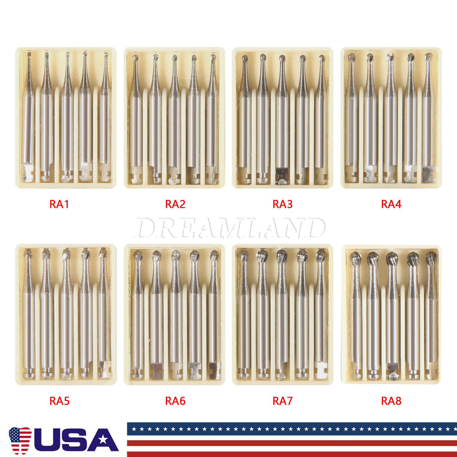 5 Pcs/Box RA1-8 Dental Tungsten Carbide Bur Fit Low Speed Contra Angle Handpiece