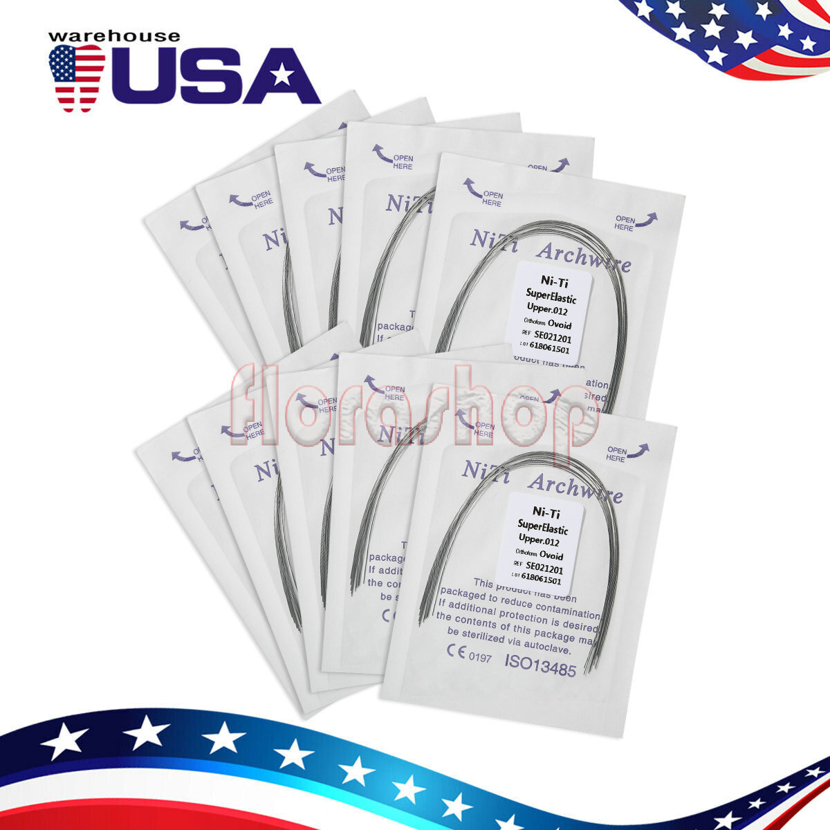 10pcs/pack Dental Orthodontic Super Elastic Niti Arch Wire Round Ovoid Form USA