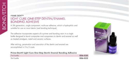 SET OF 2 – PRIME-DENT Dental Light Cure Dentin Enamel Bonding Resin 7 mL Bottle