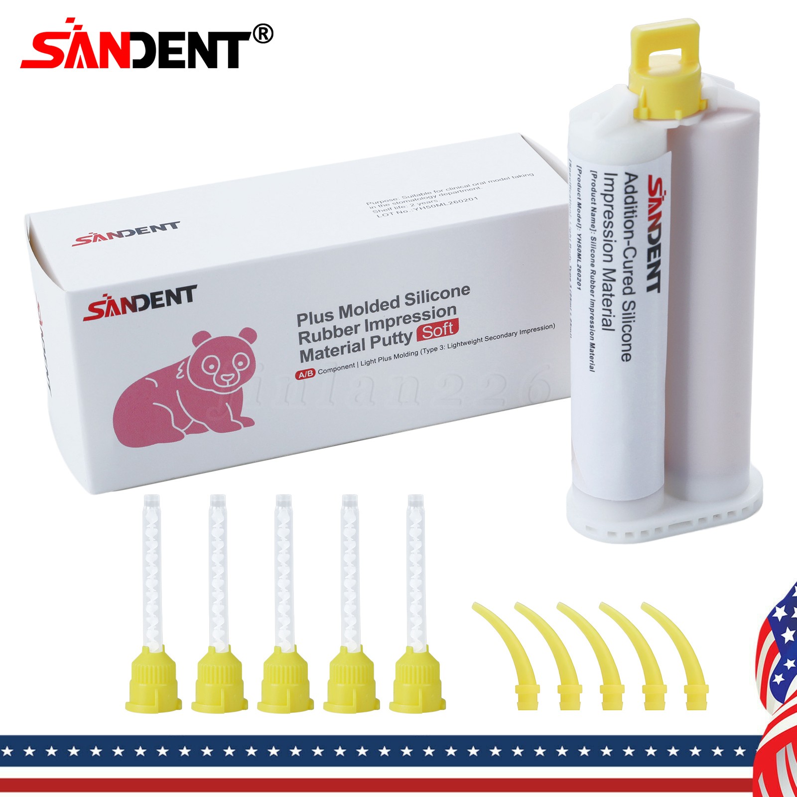 Dental Impression Material VPS Light Body Fast Set (4 Cartridge & 20 Tips) PVS