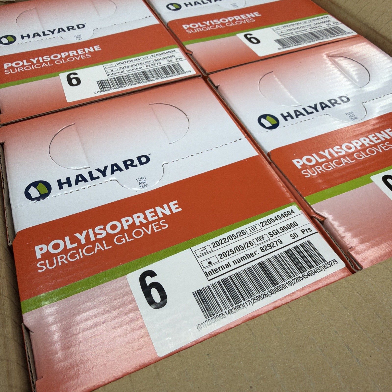 HALYARD Polyisoprene Surgical Gloves *1 CASE 200 Pair* Size: 6 *See Date*5-25