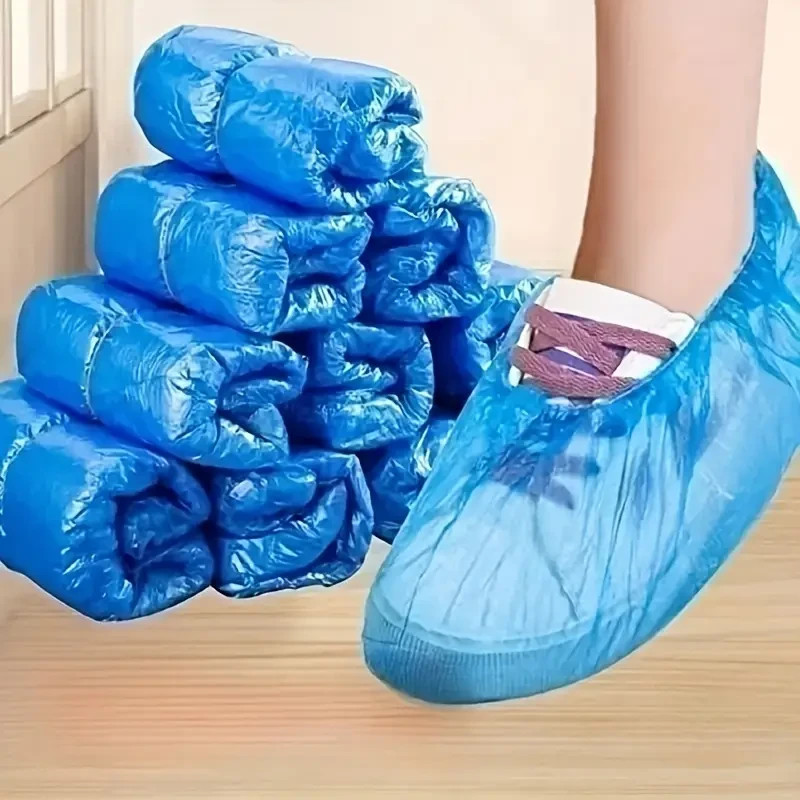 100 Pieces Disposable Plastic Shoe Cover PE Waterproof Shoe Cover for Hotel/Home