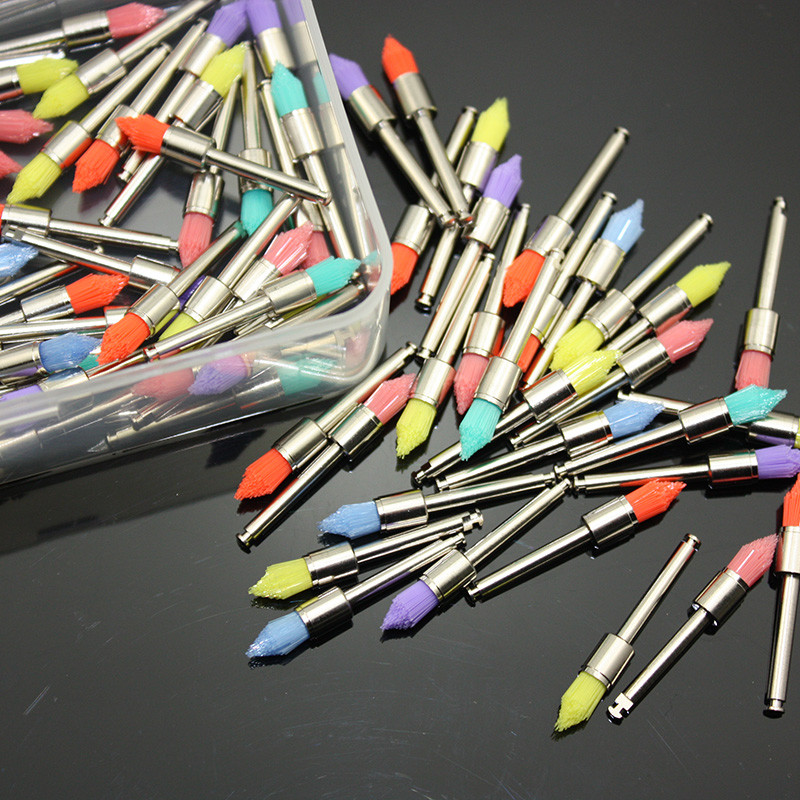 100 PCS New Disposable Taperd Type Dental Nylon Polishing Prophy Brush
