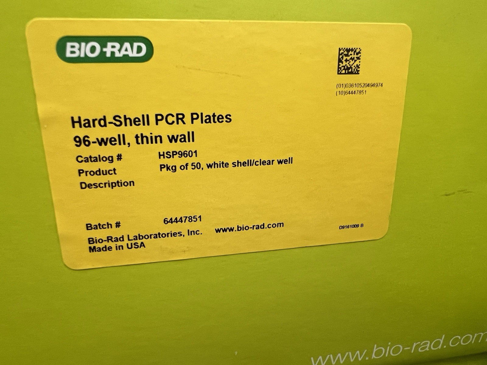 Bio-rad HSP9601 PCR Hard Shell 96 Well, Thin Wall, (pack Of 50)