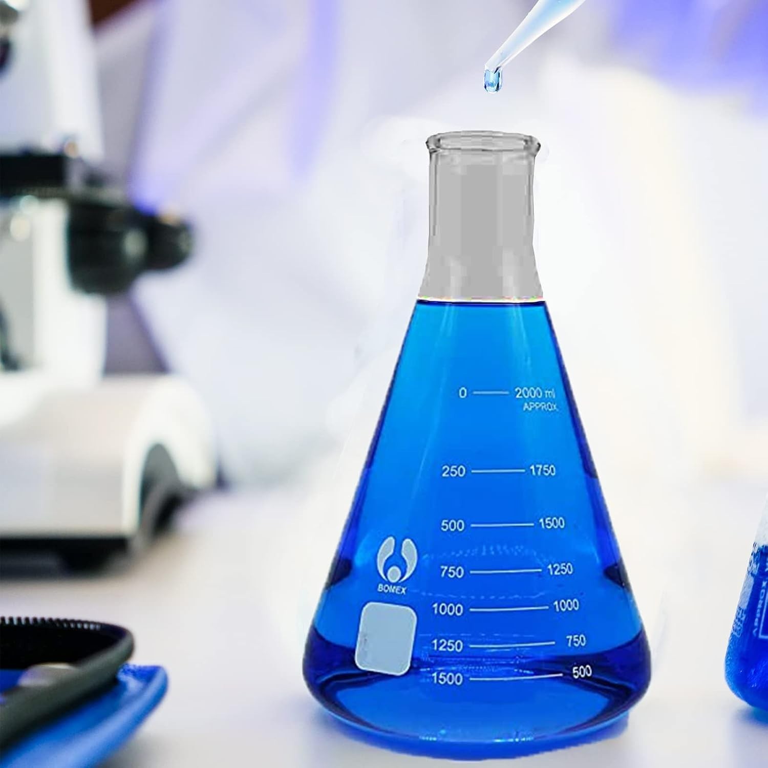 Glass Erlenmeyer Set Narrow Mouth 2000ml Graduated s