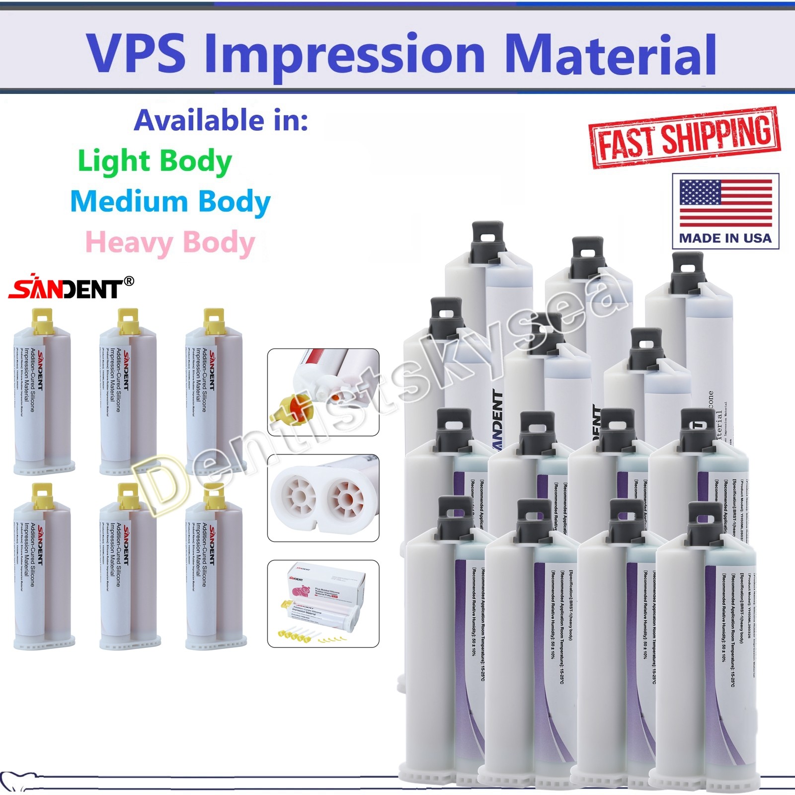 MEDIUM HEAVY LIGHT Material REGULAR SET Dental VPS Impression 50ml Cartridge USA
