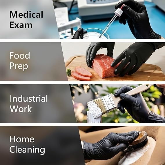 Black Disposable Nitrile Gloves, 6Mil 100 Pcs Food Safe Cooking Gloves Latex …